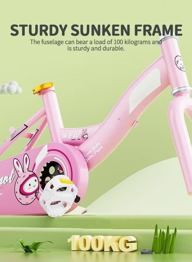XiuWoo Girls Bike for Toddlers and Kids,12 Inch Kids Bike with Training Wheels and Basket, Girl Bicycle with Handbrake and Kickstand, Black Wheels,Pink - Image 4